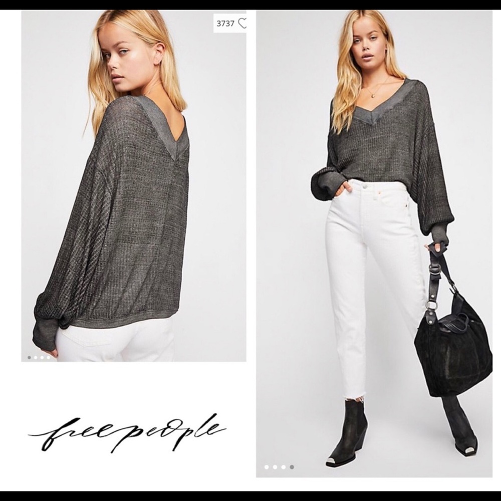 Free People Women's South Side Thermal V-Neck Top